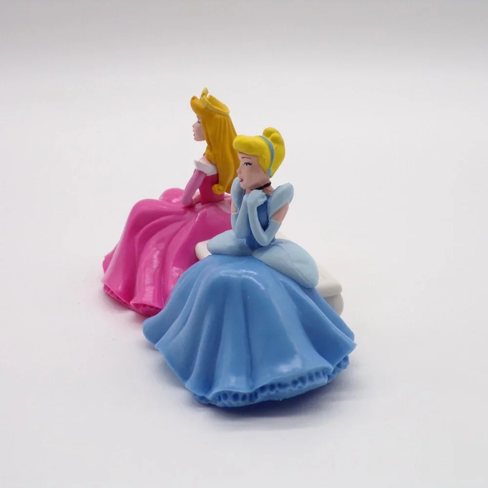 DecoPac Disney Princess Cake Topper Aurora Cinderella Belle Bench Rose Lot of 2